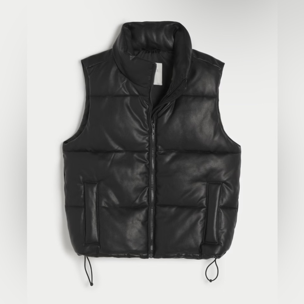 WOMENS HOLLISTER ULTIMATE VEGAN LEATHER PUFFER VEST